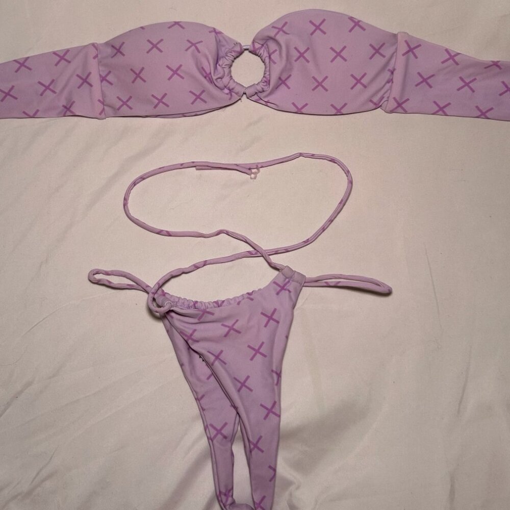 BoutineLA Baby Pink X-Design Bandeau Bikini